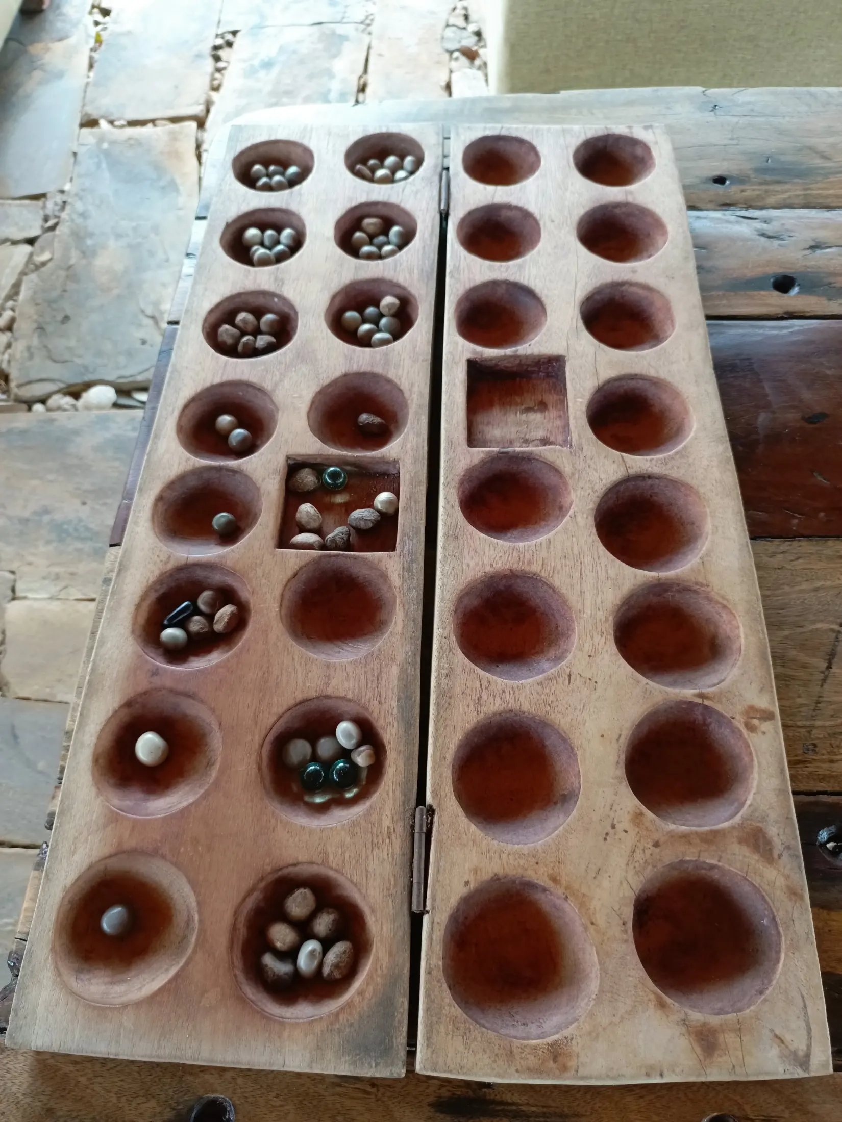 Traditional wooden board game made from natural materials